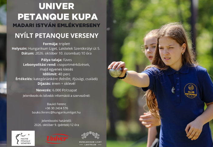 Univer Petanque Kupa - Madari István emlékverseny 2026