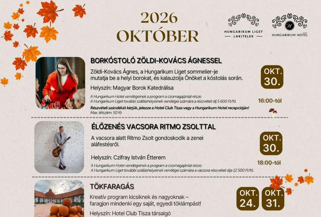 Októberi programok a Hungarikum Ligetben
